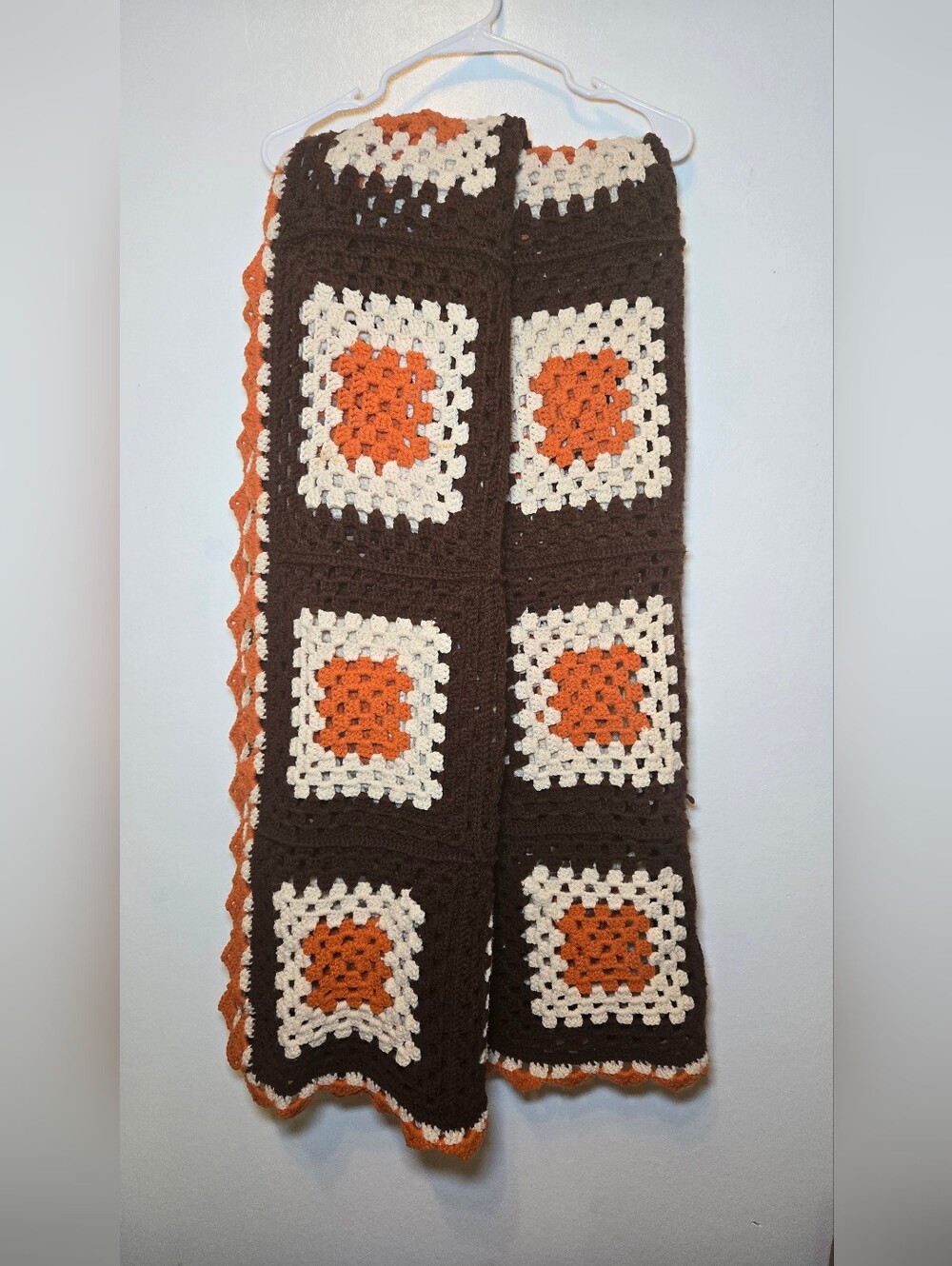 Handmade Crochet Granny Square Afghan 50" X70" Retro Vintage 70's Grannycore